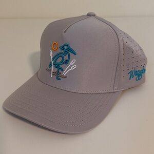 Gray Waggle Cap with Embroidered Bird Design snap back